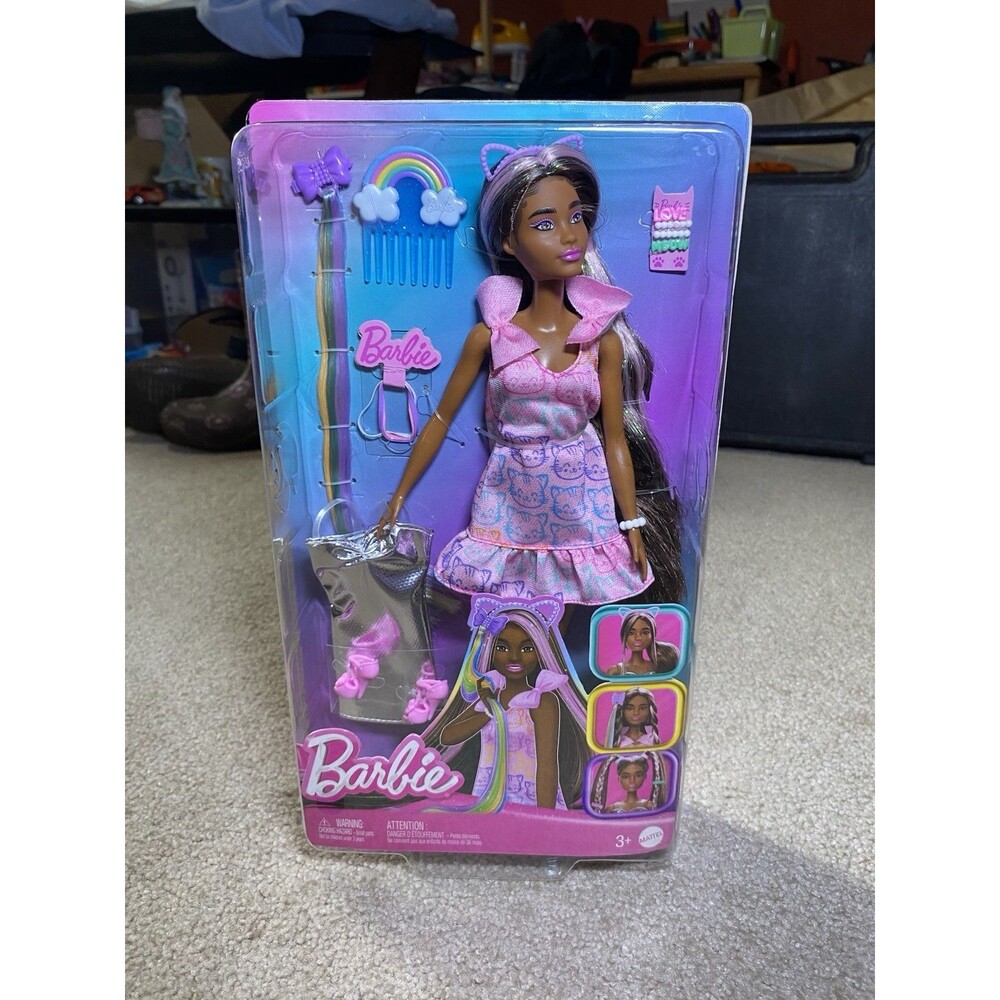 New Barbie Fun & Fancy Hair Doll JCT73 Brunette Extra Long Hair 2 Outfits